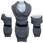 Grass Collection Gray Convertible Cable Knit Mini Sweater Dress Black Belt. Fixed Price $95.98.