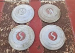 Set Of Vintage 1950S 1960S Simca Aronde 1000 Aluminum Hubcaps 1100. Fixed Price $105.00.