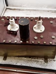 Rigaku Denki Co. Liquid Filled High Voltage Transformer 100V W112913 (damaged). Fixed Price $850.00.