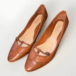Cole Haan Go-to Park Tan Leather Pointed Pumps Heels Wing Tip Spectator 7.5 Vtg. Fixed Price $28.00.