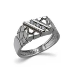 Sterling Silver Nugget Double Bar Lab Diamond Accent Rectangle Pinky Ring. Fixed Price $131.99.