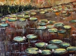 Water Lily Painting Original Art Oil Canvas Impressionism Landscape 14X20". Fixed Price $310.00.