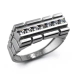 925 Sterling Silver Nugget Ring W/ Lab-created Diamond Cluster Bar Unisex Band. Fixed Price $263.99.
