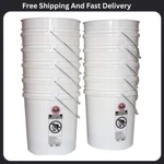 10 Pack Gal, 3.5 And Plastic Pails Heavy Duty White Buckets Lid. Fixed Price $46.99.