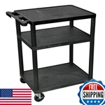 Luxor Black Mobile Plastic Shelf Av Presentation Cart LP34-B. Fixed Price $159.00.