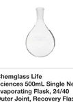 Chemglass CG-1512-07 500 Ml Recovery Flask 24/40 European Outer Jt New. Fixed Price $30.00.