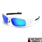 Mcr Crews Swagger Safety SR128B White Frame/blue Mirror Lens Sunglasses. Fixed Price $10.95.